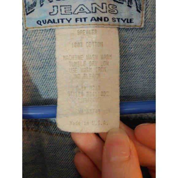 Vintage Breaker Jeans Denim Jacket Vest Button Front Size Large Cropped/Frayed - Picture 7 of 7